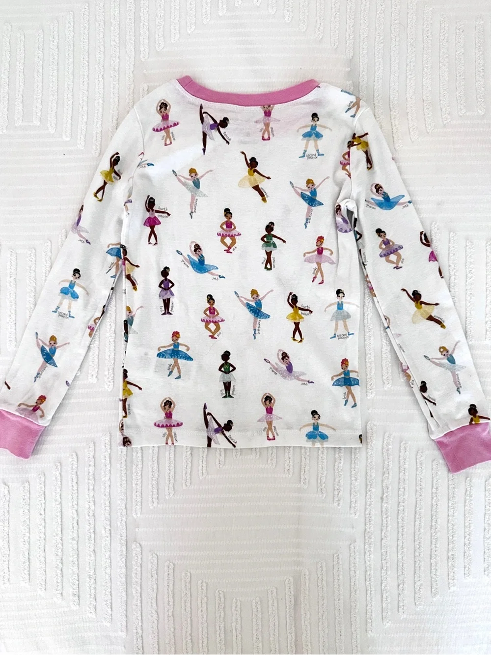 Pottery Barn Kids White Ballerina Print Pajama Set Size 8